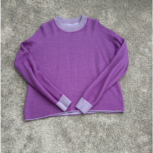 Lululemon Reversible Double Knit Crewneck Sweater Merino Wool purple Women 8 - Picture 4 of 4